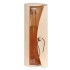 Cylindrical wood veneer case with leather string for champagne bottle